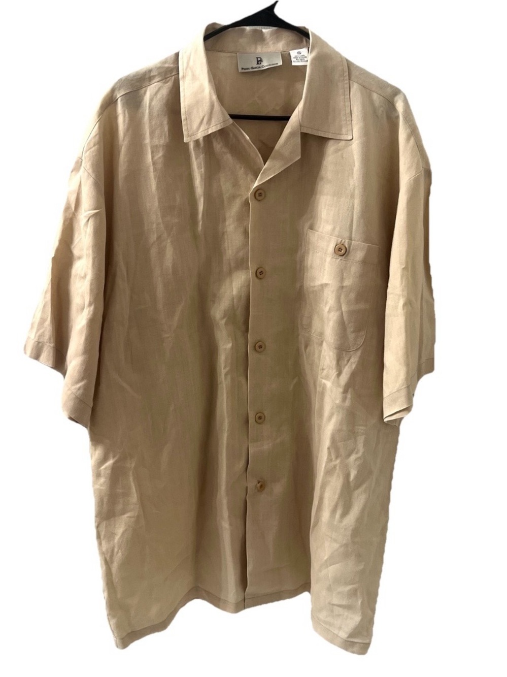 Pierre Garcia Collection Beige 100% Linen Button Up Shirt Relaxed Fit size XL